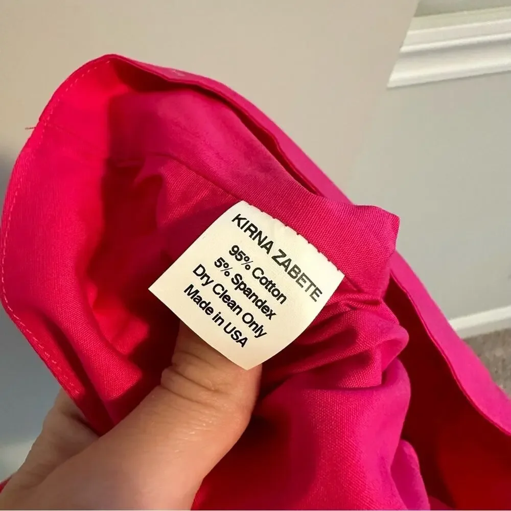 Kirna Zabete Bright Pink Cotton Ruched Top Blouse Medium